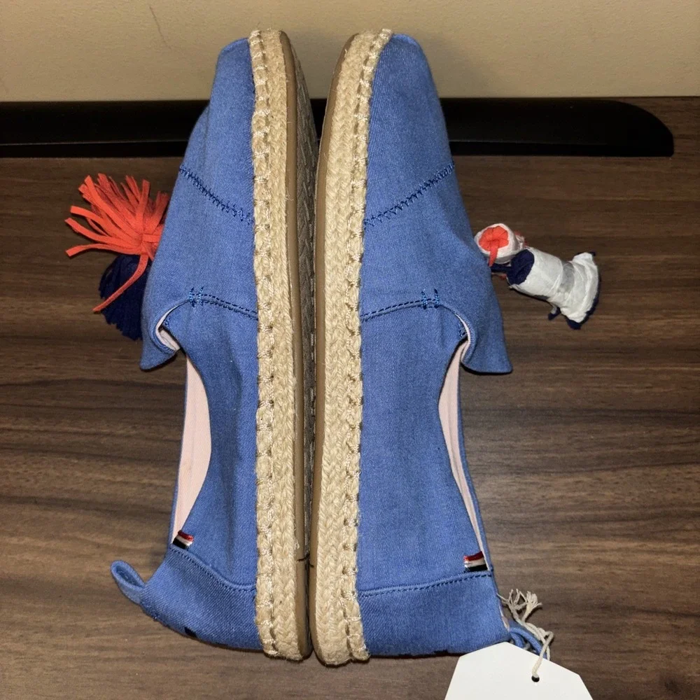 TOMS x Clare V. Sz 8 Deconstructed Alpargata Denim Tassel Espadrille Flats